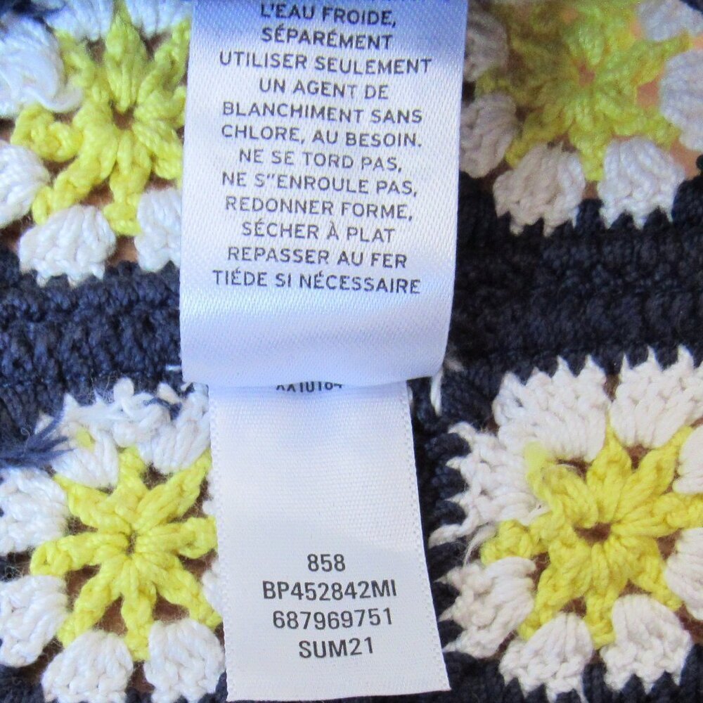 BP. Daisy Crochet Tank Top XS Navy Yellow White - Picture 5 of 10